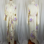 Vintage MARUKYO Kimono Wrap Maxi Robe Purple Made in Japan Asian Cosplay 57” Tie