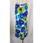 Ann Taylor Loft Garden Party Floral Dress Womens 8 Barkcloth Woven Hawaiian Blue