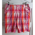 NWT Arizona Bermuda Shorts Adjustable Waist Pink Buffalo Plaid Girls 16.5 Plus