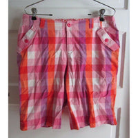 NWT Arizona Bermuda Shorts Adjustable Waist Pink Buffalo Plaid Girls 16.5 Plus
