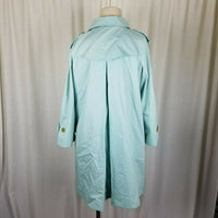 Talbots Petites Swing Rain Trench Coat Womens PS Placket Front Light Spring Blue