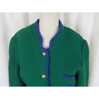 Geiger Austria Boiled Wool Crest Button Sweater Jacket Blazer Womens Green 38 8