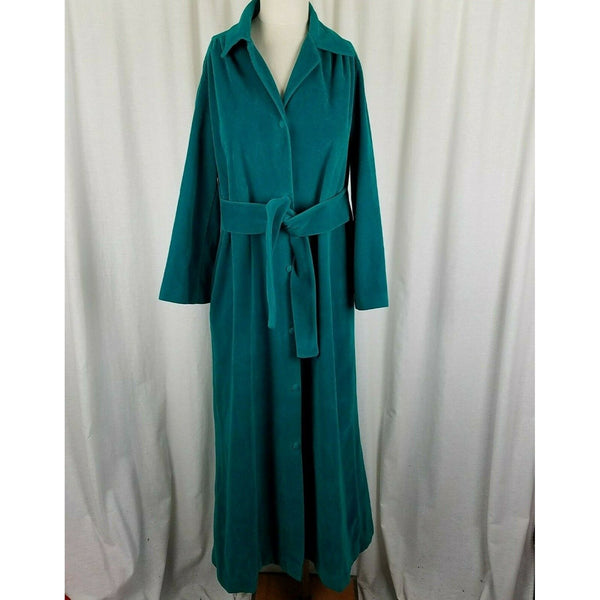 Vanity Fair Velor Maxi Robe House Dress Womens 12 Vintage Mid Century 60s Dacron
