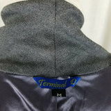 Terminal D Belted Wool Open Front Wrap Jacket Womens L Belt Tie Sash Wide Lapel