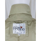 Vintage Fox Knapp Belted Placket Front Lightweight Rain Trench Coat Mens M Khaki