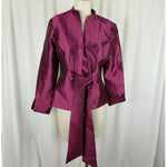 Chetta B. Wool Silk Fuchsia Metallic Tie Waist Jacket Blazer Shimmer Womens 10