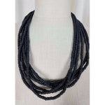 Multistring 6 Strand Black Faux Puka Bead Look BEADED NECKLACE Contemporary