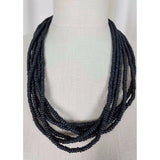 Multistring 6 Strand Black Faux Puka Bead Look BEADED NECKLACE Contemporary