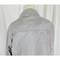 LL Bean Sunwashed Gray Canvas Zip Up Short Barn Coat Denim Jean Jacket Womens L