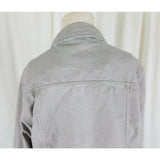 LL Bean Sunwashed Gray Canvas Zip Up Short Barn Coat Denim Jean Jacket Womens L