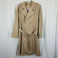 Misty Harbor Insulated Double Breasted Belted Trench Coat Mens 40L Zip Out Liner