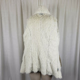 Mystree Vegan Faux Suede Sherpa Lined Drape Ruffled Swing Jacket Coat Womens S