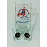 New England Patriots Pewter Framed Emblem Logo Square 2 Shot Glasses & 64 oz Mug