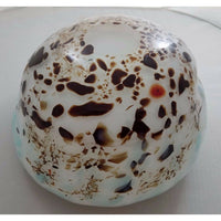 HAND BLOWN GLASS ART Decorative BOWL MURANO STYLE Weighted Blues Browns White
