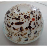 HAND BLOWN GLASS ART Decorative BOWL MURANO STYLE Weighted Blues Browns White