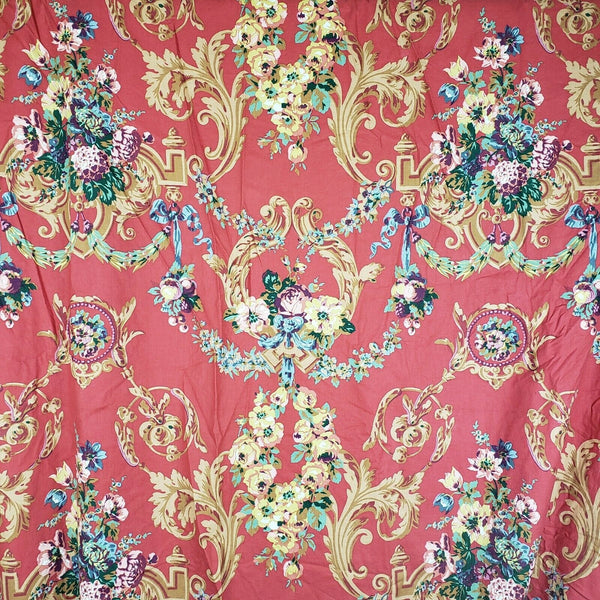 Cyrus Clark Josephine Designer Floral Screenprint Upholstery Fabric Vintage 5yds