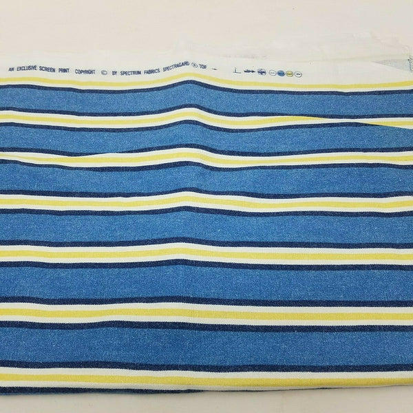 Spectrum Fabrics Spectragard Blue Striped Upholstery Fabric Vintage 1+ Yards