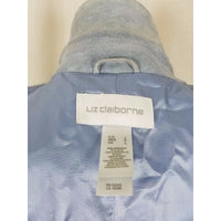 Liz Claiborne Blue Suede Leather Full Button Up Blazer Style Jacket Womens L