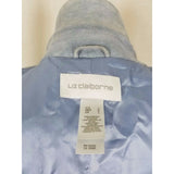 Liz Claiborne Blue Suede Leather Full Button Up Blazer Style Jacket Womens L