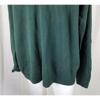 LL Bean 100% Pima Cotton VNeck Pullover Green Sweater Mens XXL 2XL Winter Weight