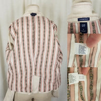 Gap Stretch Corduroy Blazer Look Jean Style Jacket Womens 8 Cropped Tan Ivory