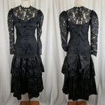 Vintage Scott McClintock Avant Garde Black Lace Formal Prom Dress Womens 8 Bow