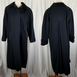 Larry Levine Black Cashmere Wool Long Maxi Swing Peacoat Womens 12 Velvet Collar