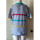 Vintage Lecomte Polo Short Sleeve Striped Shirt Womens L XL Jersey Knit Woven