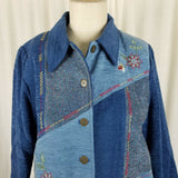 Alfred Dunner Petites Patchwork Embroidered Chenille Blazer Jacket Womens 10P
