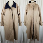 London Fog Funnel Neck Insulated Long Trench Coat Womens 12 Wool Zip Out Liner