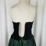 Laura Ashley Vintage Black Velvet & Floral Taffeta Formal Corset Dress Womens 12