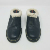 Rockport Shearling Lined Black Leather Slides Mules Shoes Womens 9.5 APW21121