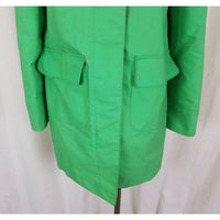 LL Bean Hooded Spring Green Cotton All Weather Windbreaker Trench Coat Womens M