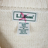 Vintage LL Bean 100% Cotton VNeck Pullover Sweater Mens MT Tall Cream Off White