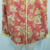 Isabella's Journey Quilted Paisley Sweater Charlotte Jacket Womens L XL Salmon