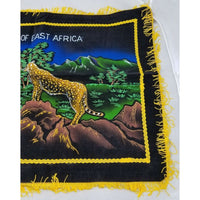 50s Souvenir East Africa Cheetah Leopard Hand Painted Black Velvet Pillow Cover