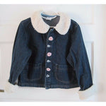 Baby Guess Faux Shearling Trim Embellished Denim Blue Jean Jacket Girls L 4 5