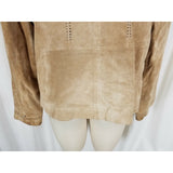 B.T. Limited Brushed Leather Suede Braided Trim Jacket Womens L Full Zip Up