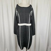 Calvin Klein Eggshell Geometric Contrast Trim Mini Knit Sweater Dress Women XL