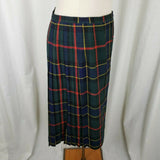 VINTAGE Cairds Mosbrook Wool Tartan Plaid Pinned Wrap Kilt Skirt Womens L Buckle