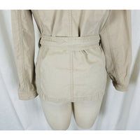 Gap Cotton Canvas Belted Tie Sash Short Trench Coat Jacket Womens XS Tan Button