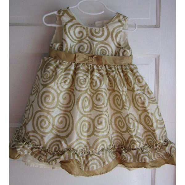 Cherokee Satin Tulle Gold Swirled Party Formal Holiday Dress Baby Girls 24M