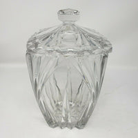 Gorham Lead Crystal Cut Glass Square Lidded Heavyweight Biscuit Cookie Jar Clear