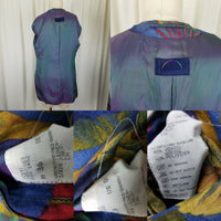 Bogner Linen Tropical Cockatoo Collarless Blazer Jacket Womens 8 Vintage 1980s