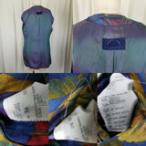 Bogner Linen Tropical Cockatoo Collarless Blazer Jacket Womens 8 Vintage 1980s