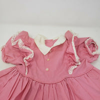 Vintage Ruffles Lace Circle Skirt Twirl Baby Doll Dress Girls 6-12 Months Pink