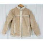 LL Bean Kids Vegan Faux Shearling Sherpa Faux Fur Jacket Girls L 14 16 Patchwork