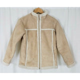 LL Bean Kids Vegan Faux Shearling Sherpa Faux Fur Jacket Girls L 14 16 Patchwork