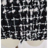 Simon Chang Boucle Woven Tweed Plaid Vegan Faux Pile Fur Lined Jacket Womens 7 8