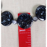 Speckled Black Glass Flat Circles Beads BEADED NECKLACE Contemporary Statement